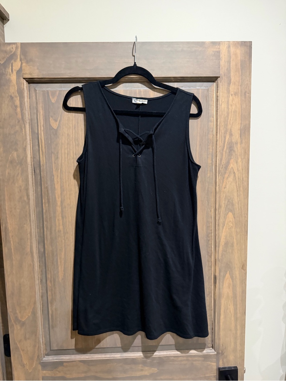 About A Girl Black Lace-Up Knit Shift
